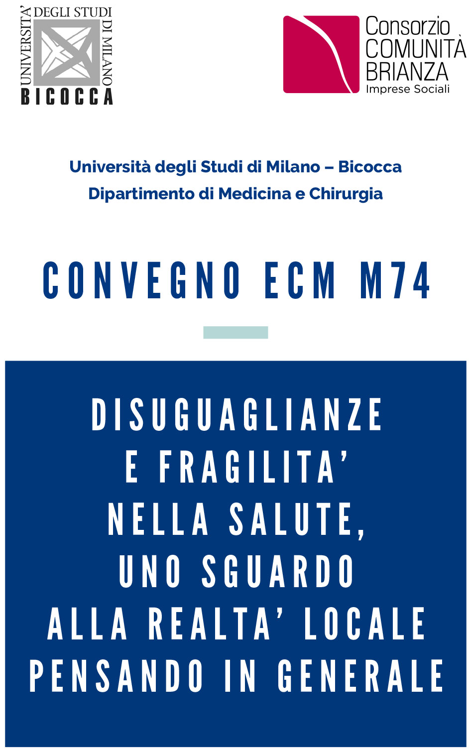 CCB e Università Bicocca organizzano il convegno DISUGUAGLIANZE e FRAGILITà NELLA SALUTE