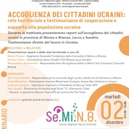 SEMINARIO SULL’ACCOGLIENZA DEI CITTADINI UCRAINI